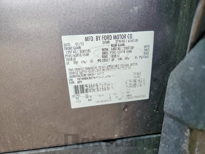 Ford Explorer 2013 VIN 1FM5K8D81DGC00439