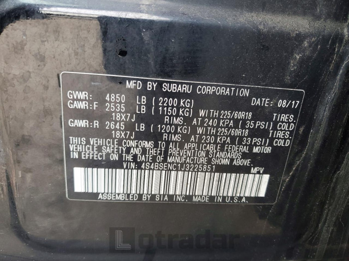 Subaru Outback 2018 VIN 4S4BSENC1J3225851