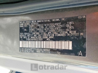 Toyota Sequoia 2006 VIN 5TDBT44A16S271939