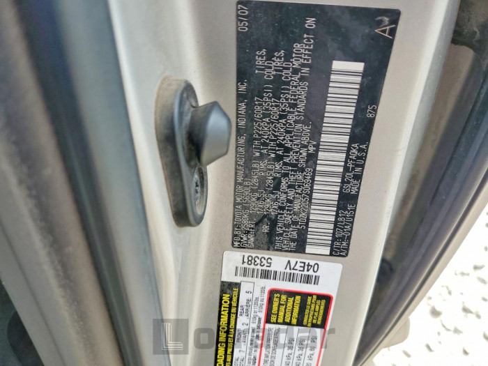 Toyota All models 2007 VIN 5TDZK22C57S069469