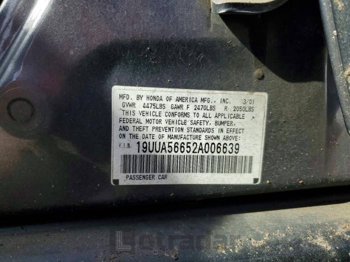 Acura Tl 2002 VIN 19UUA56652A006639