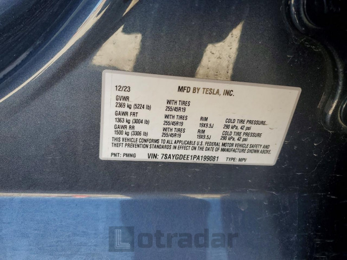 Tesla Model y 2023 VIN 7SAYGDEE1PA199081