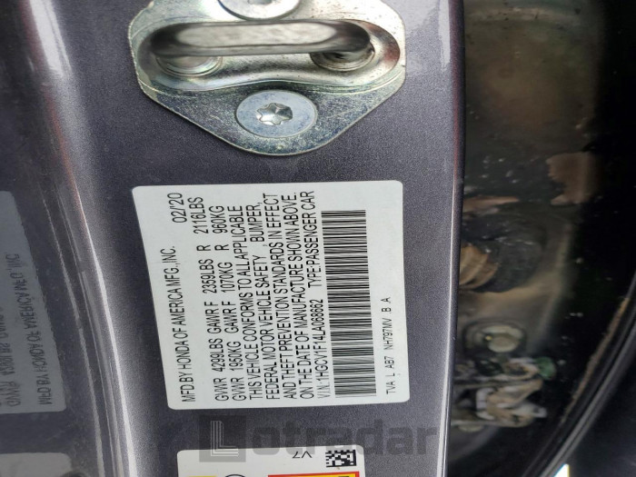Honda Accord 2020 VIN 1HGCV1F14LA068662