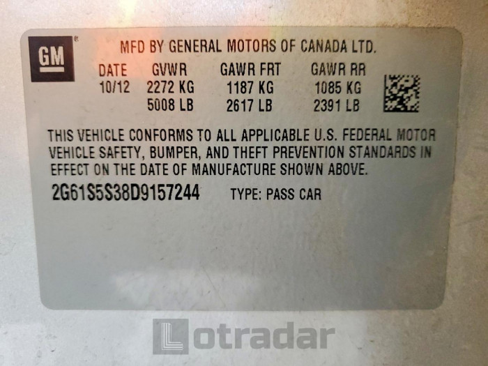 Cadillac Xts 2013 VIN 2G61S5S38D9157244