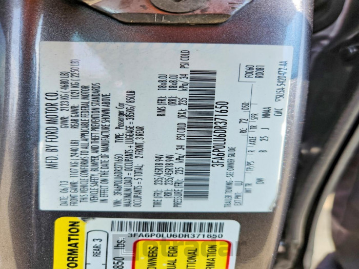 Ford Fusion 2013 VIN 3FA6P0LU6DR371650