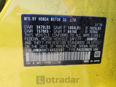 Honda Fit 2016 JHMGK5H71GX022287