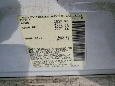 Nissan Altima 2018 1N4AL3AP5JC285308