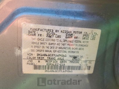 Nissan Sentra 2007 VIN 3N1AB61E37L624161