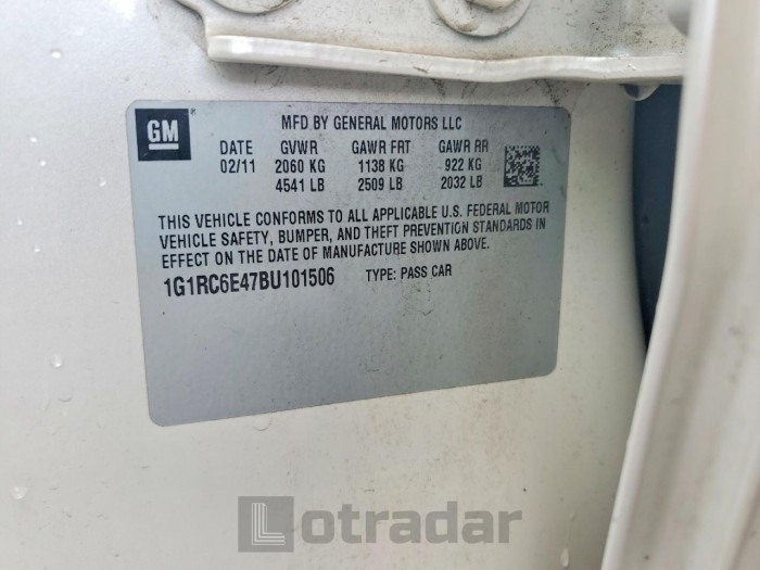 Chevrolet Volt 2011 VIN 1G1RC6E47BU101506