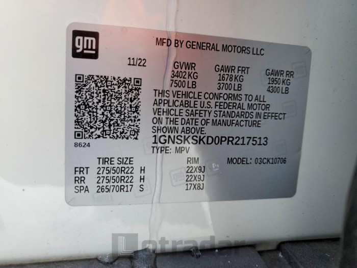 Chevrolet Tahoe 2023 VIN 1GNSKSKD0PR217513