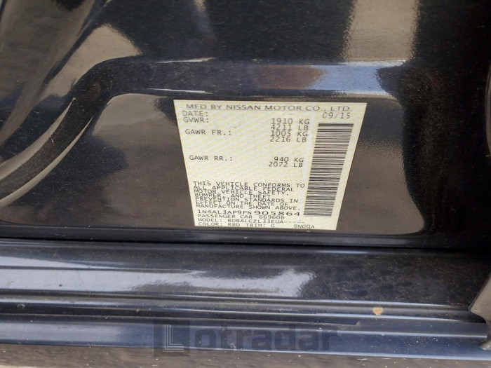 Nissan Altima 2015 VIN 1N4AL3AP9FN905864