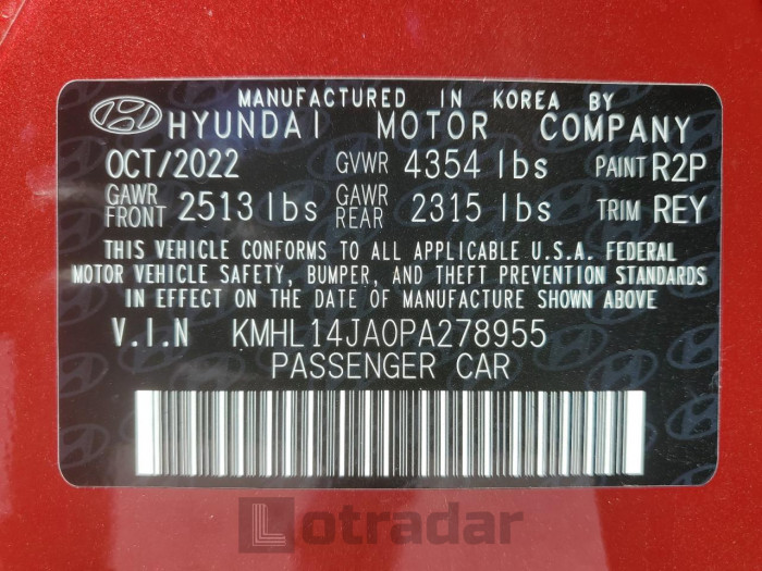 Hyundai Sonata 2023 VIN KMHL14JA0PA278955