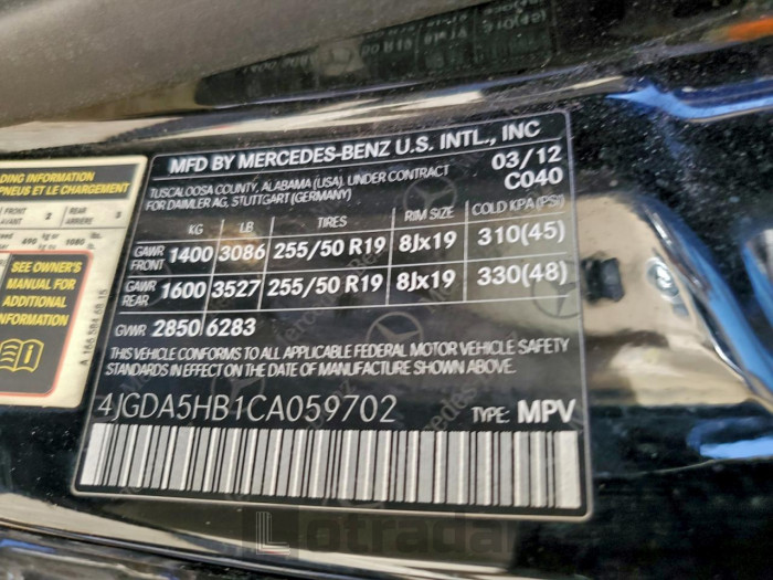 Mercedes-benz M-class 2012 VIN 4JGDA5HB1CA059702
