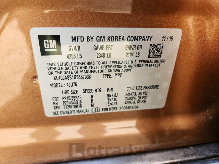 Buick Encore 2016 VIN KL4CJASB1GB567938