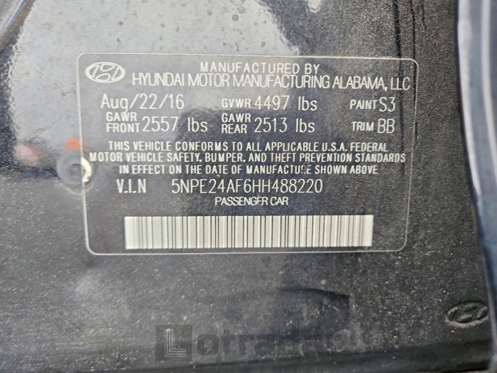 Hyundai Sonata 2017 VIN 5NPE24AF6HH488220