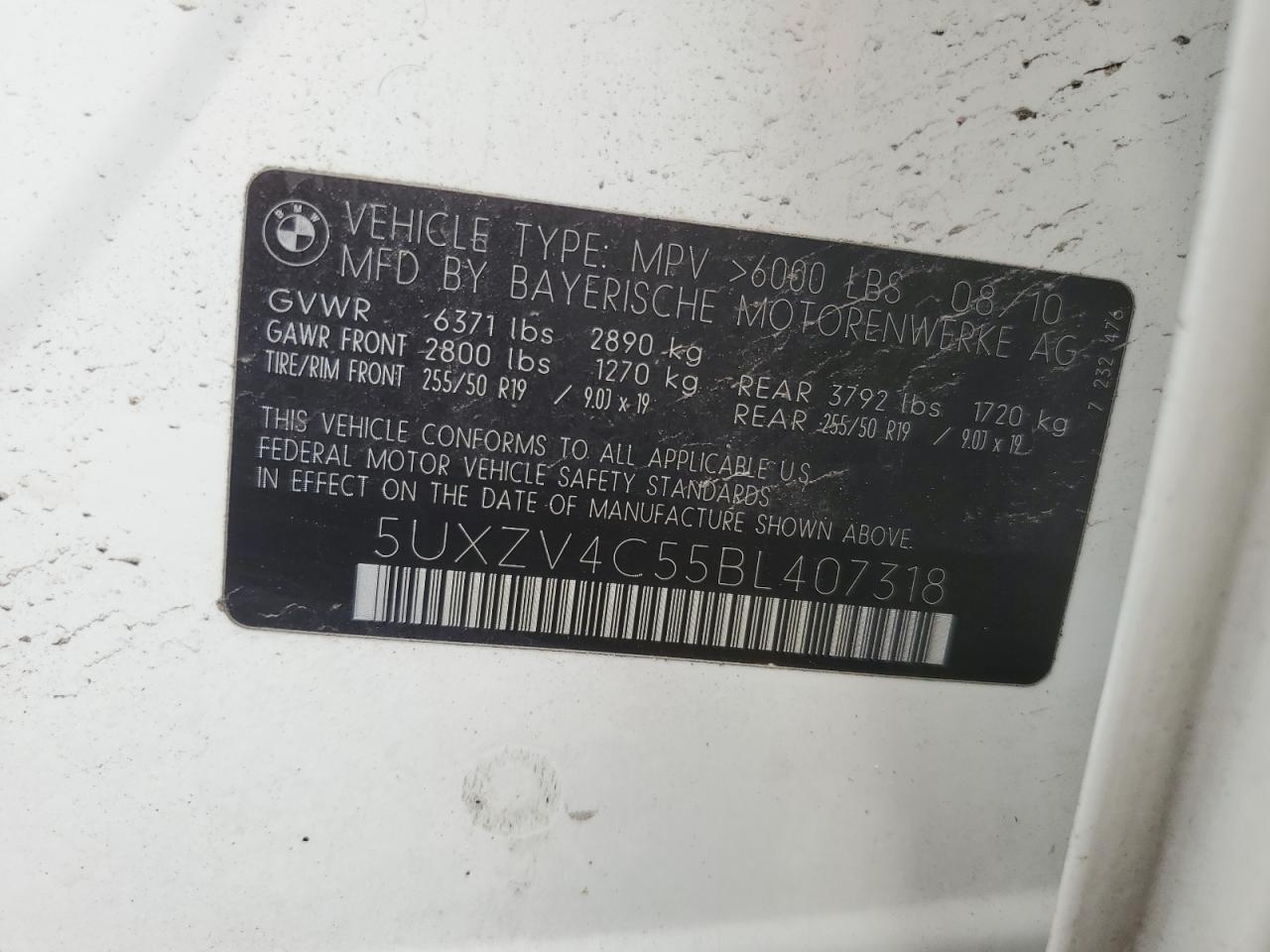 BMW X5 2011 VIN 5UXZV4C55BL407318 фото 13