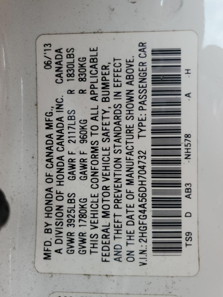 HONDA CIVIC 2013 VIN 2HGFG4A56DH704732 фото 12