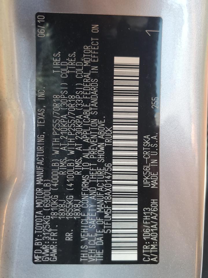 TOYOTA TUNDRA 2010 VIN 5TFUM5F18AX014756 фото 12