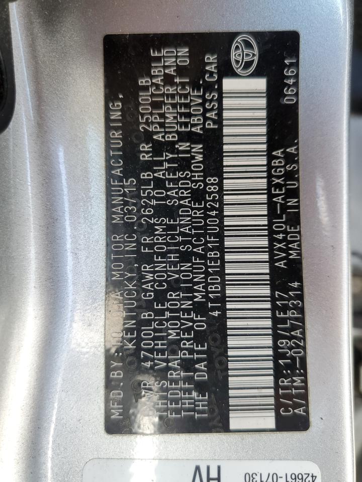 TOYOTA AVALON 2015 VIN 4T1BD1EB1FU042588 фото 12