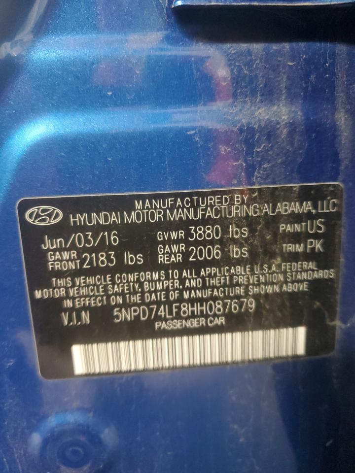 HYUNDAI ELANTRA 2017 VIN 5NPD74LF8HH087679 фото 12