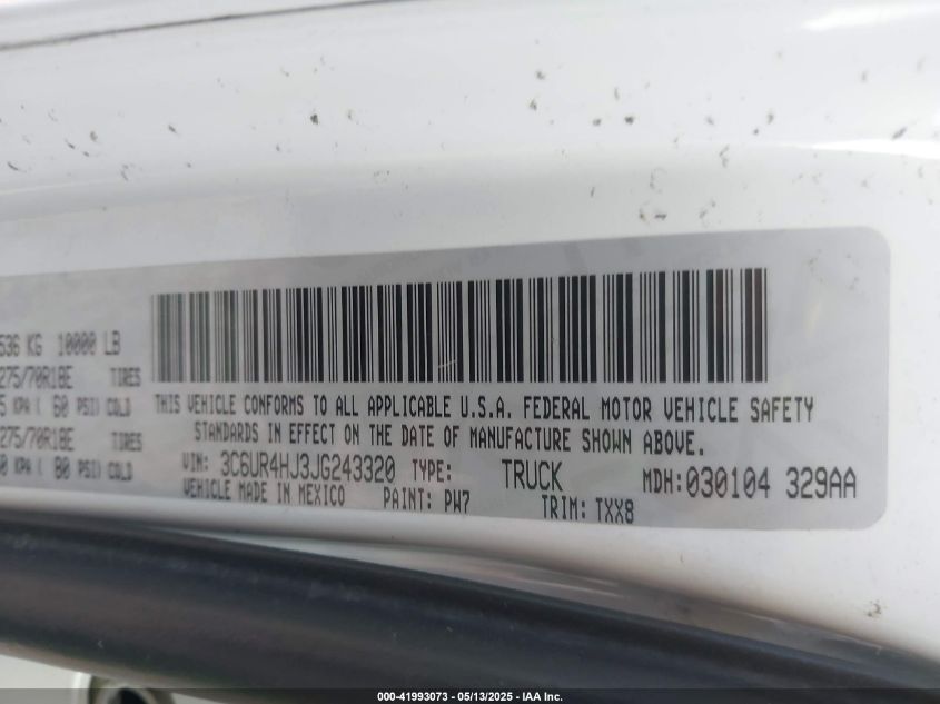 RAM 2500 2018 VIN 3C6UR4HJ3JG243320 фото 9