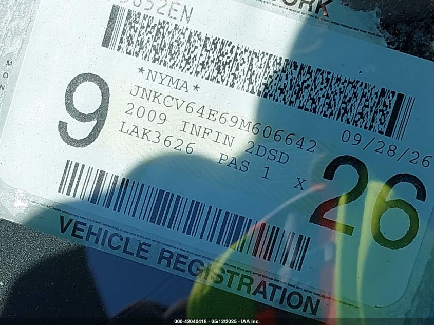 INFINITI G37 2009 VIN JNKCV64E69M606642 фото 16