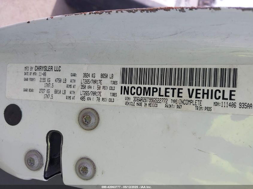 DODGE RAM 2500 2009 VIN 3D6WR26T99G522772 фото 9