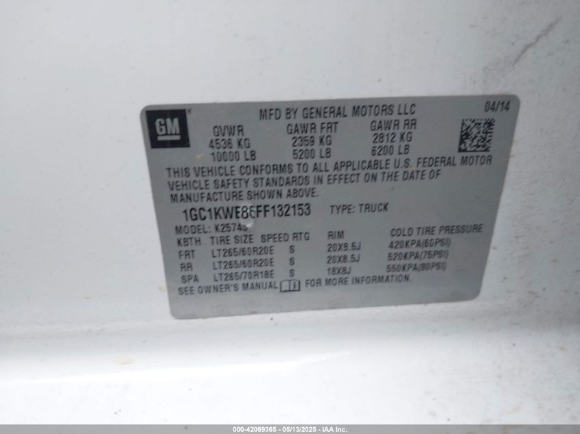CHEVROLET SILVERADO 2015 VIN 1GC1KWE86FF132153 фото 9