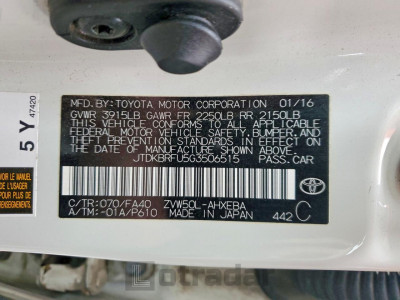 Toyota Prius 2016 JTDKBRFU5G3506515