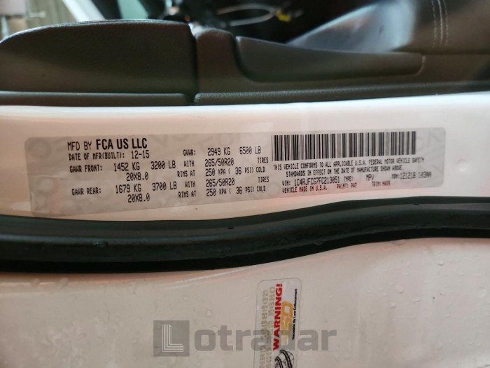 Jeep Grand cher 2015 VIN 1C4RJFCG7FC213051
