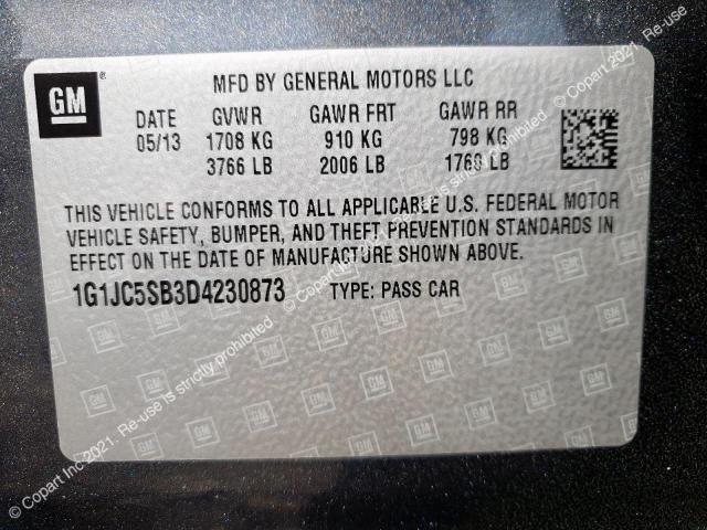 CHEVROLET SONIC 2013 VIN 1G1JC5SB3D4230873 фото 12