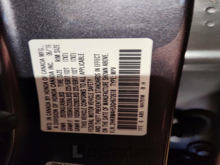 Honda Cr-v 2016 VIN 2HKRM4H53GH672618