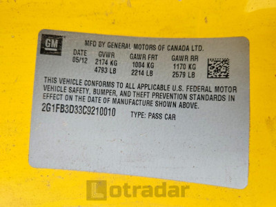 Chevrolet Camaro 2012 2G1FB3D33C9210010