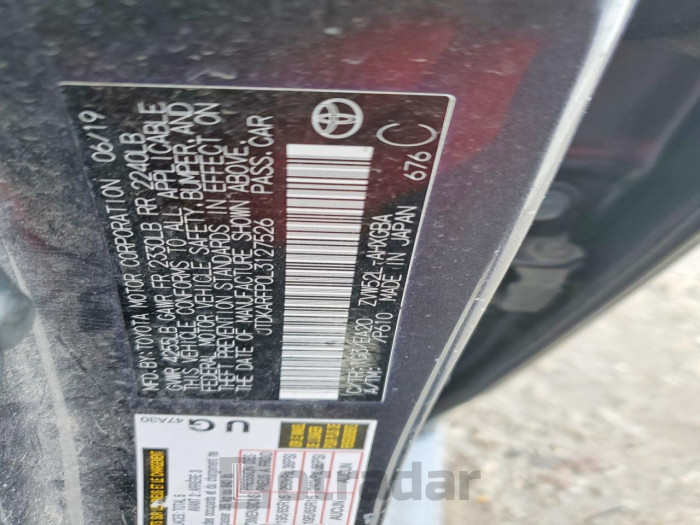 Toyota Prius 2020 VIN JTDKARFP0L3127526