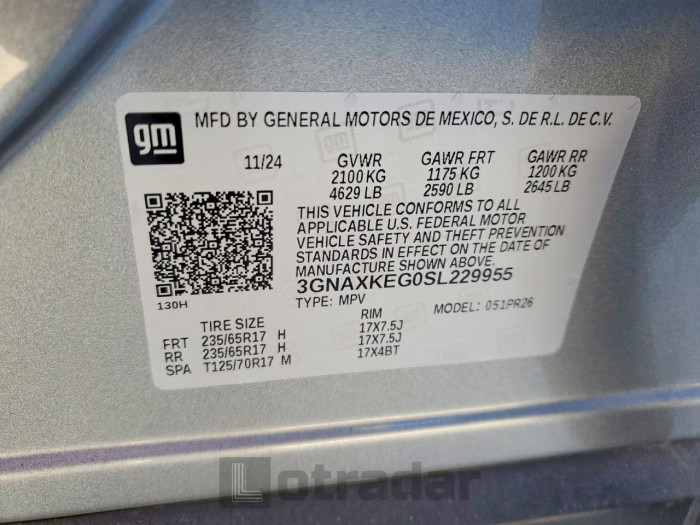 Chevrolet Equinox ac 2025 VIN 3GNAXKEG0SL229955