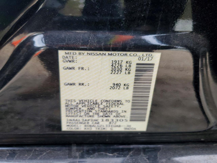 Nissan Altima 2017 VIN 1N4AL3AP1HC183305