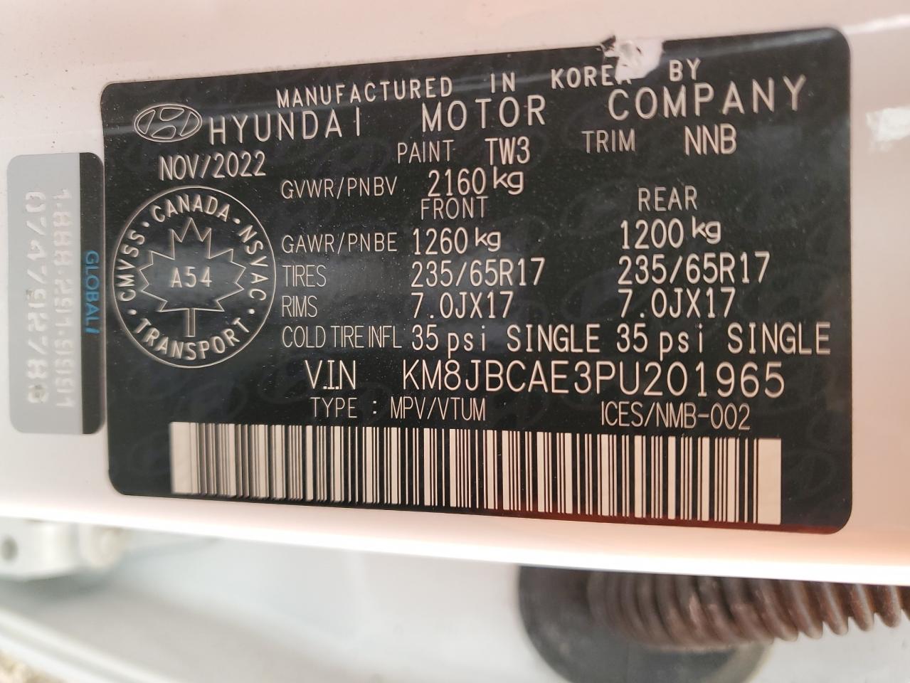HYUNDAI TUCSON 2023 VIN KM8JBCAE3PU201965 фото 13