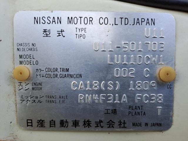 NISSAN BLUEBIRD 1984 VIN U11501703 фото 11