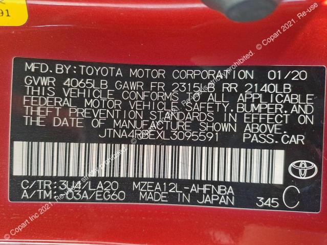 TOYOTA COROLLA 2020 VIN JTNA4RBEXL3095591 фото 11