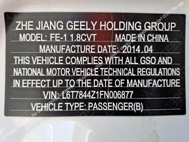 GEELY EMGRAND7 2015 VIN L6T7844Z1FN006877 фото 28