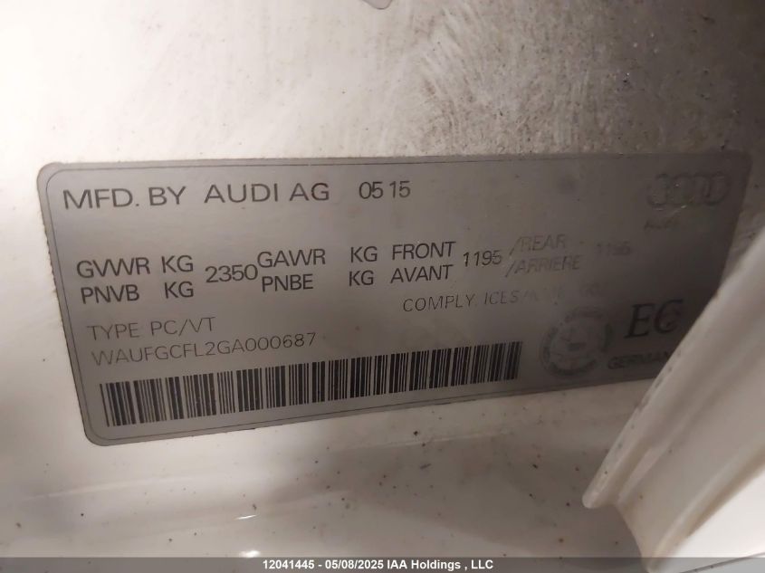 AUDI S4 2016 VIN WAUFGCFL2GA000687 фото 9