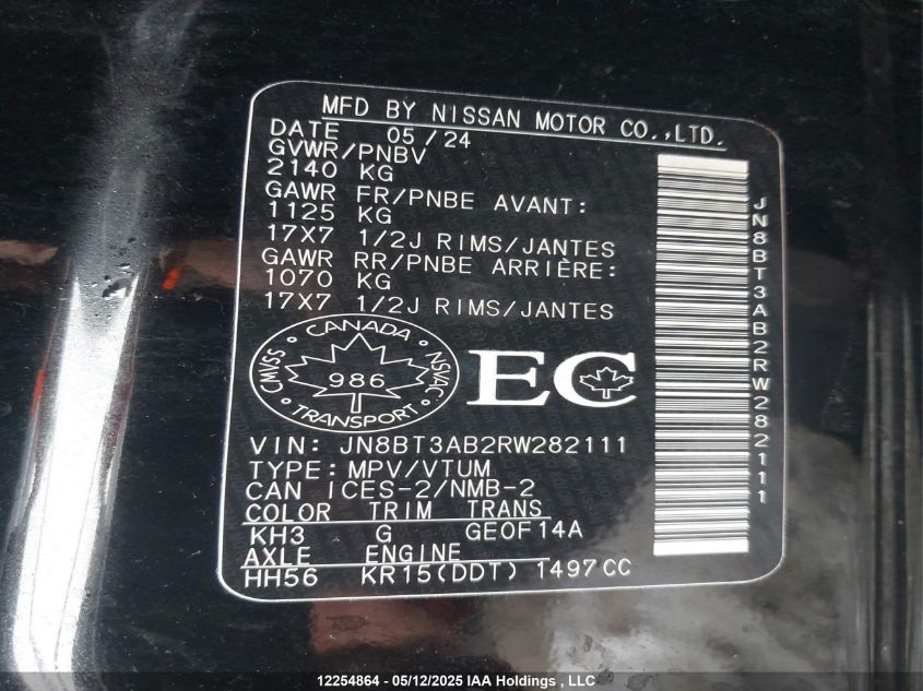 NISSAN ROGUE 2024 VIN JN8BT3AB2RW282111 фото 9