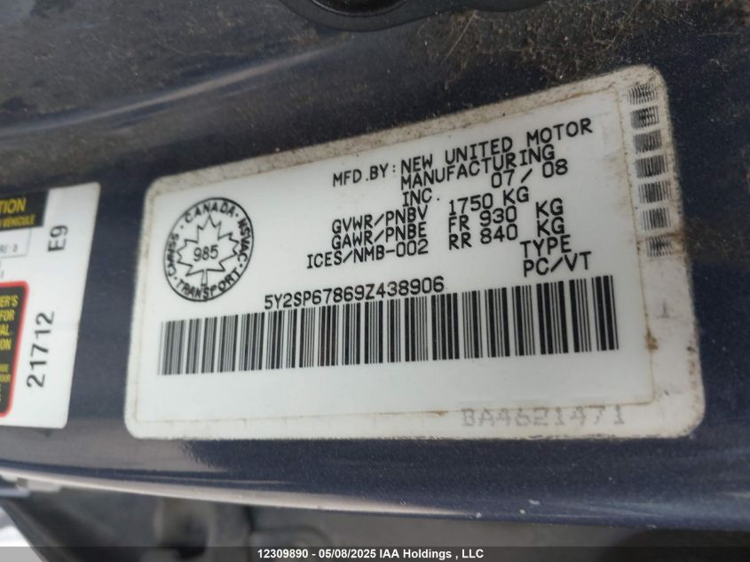 PONTIAC VIBE 2009 VIN 5Y2SP67869Z438906 фото 9