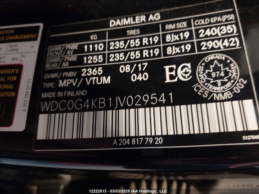 MERCEDES-BENZ GLC 300 2018 VIN WDC0G4KB1JV029541 фото 9