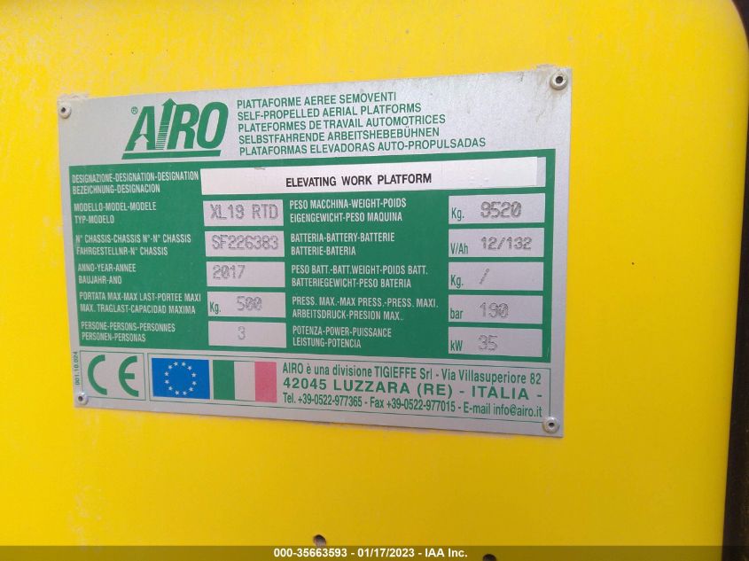 AIRO XL19RTD 2017 VIN XL19RTD03 фото 9