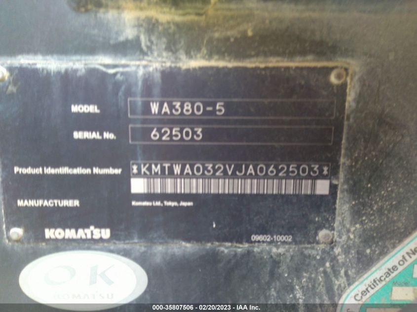 KOMATSU OTHER 2018 VIN KMTWA032VJA062503 фото 9