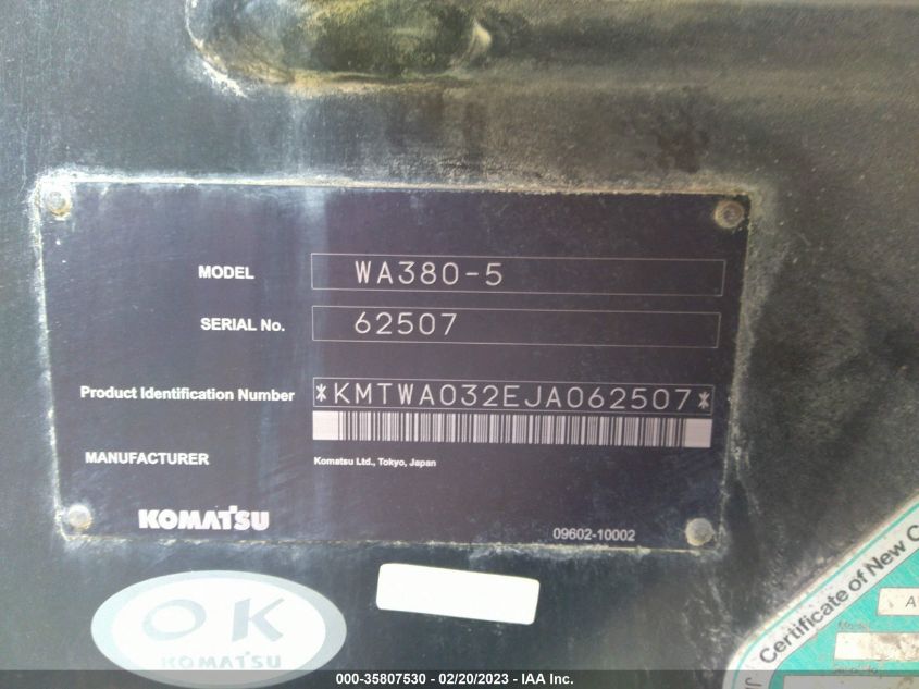 KOMATSU OTHER 2018 VIN KMTWA032EJA062507 фото 19