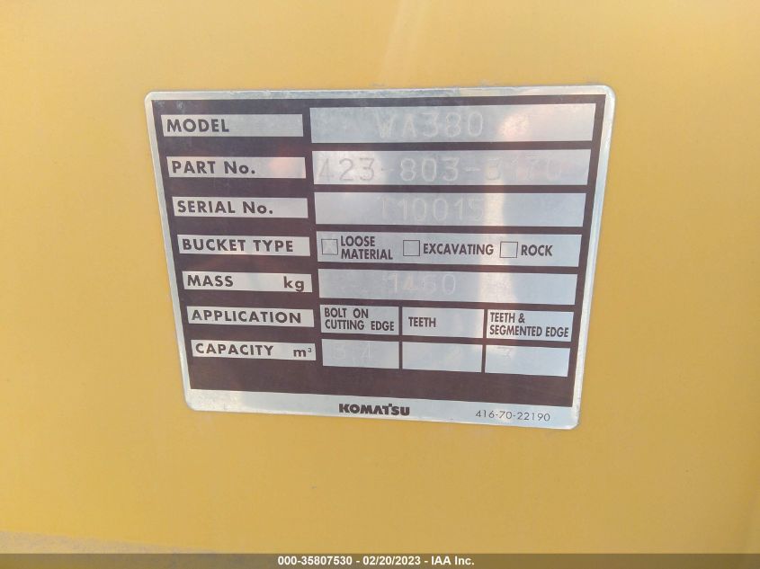 KOMATSU OTHER 2018 VIN KMTWA032EJA062507 фото 24