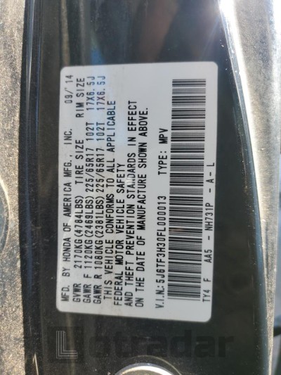 Honda Crosstour 2015 5J6TF3H30FL000013