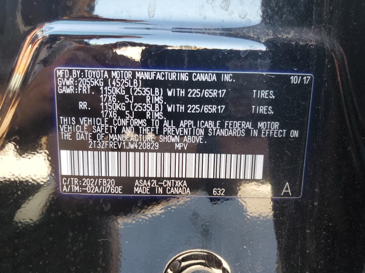 TOYOTA RAV4 2018 VIN 2T3ZFREV1JW420829 фото 13